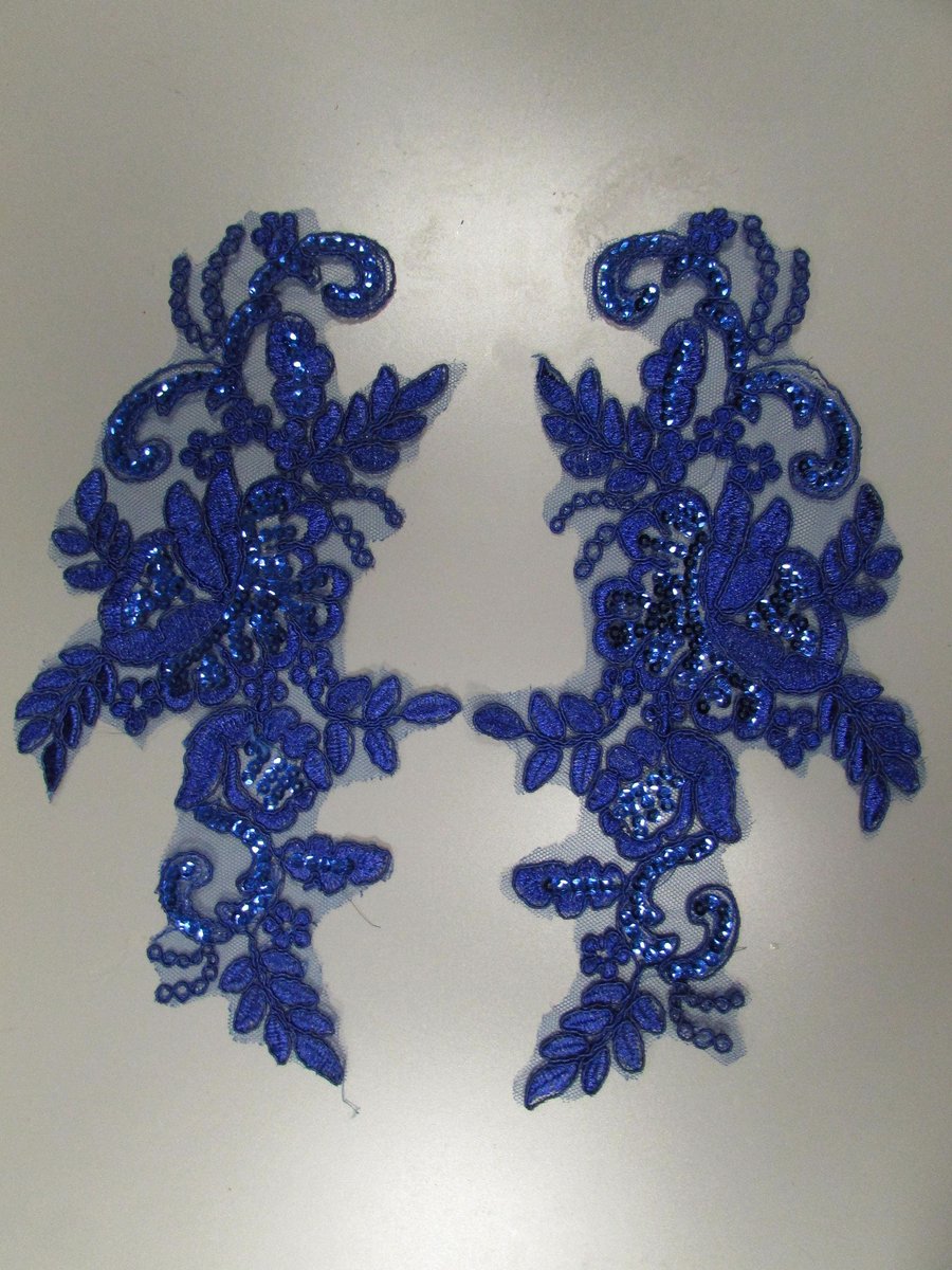 Sequin Lace Applique Available in Red, Blue, Black or White