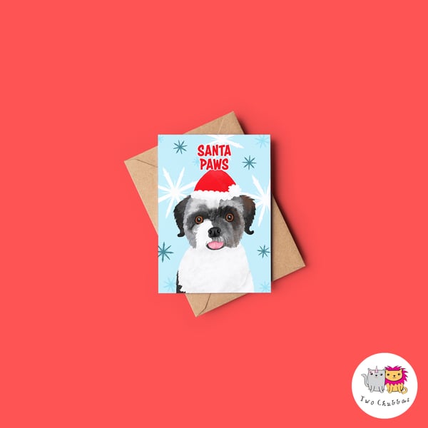 Shih Tzu Christmas Card, A6 Christmas Card, Cute Animal Christmas Card