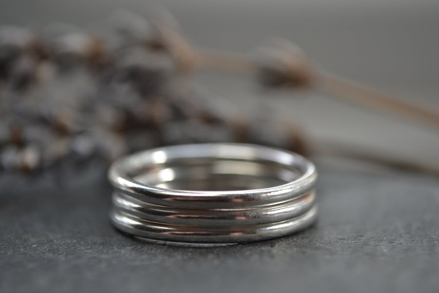 Set of three stacking sterling silver bands