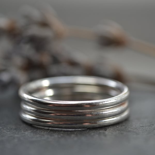 Set of three stacking sterling silver bands