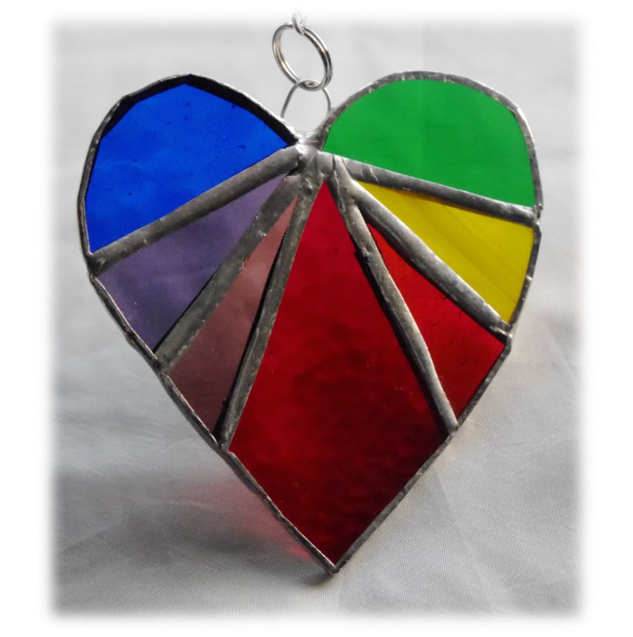 Love Heart (Rainbow) Stained Glass Suncatcher 8cm 030