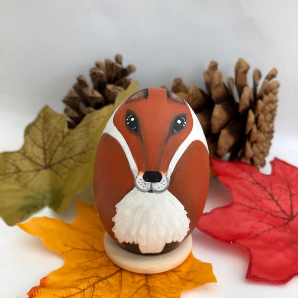Fox decorated wooden egg 