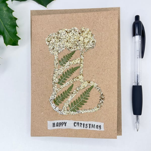 Handmade Real Christmas Stocking Card