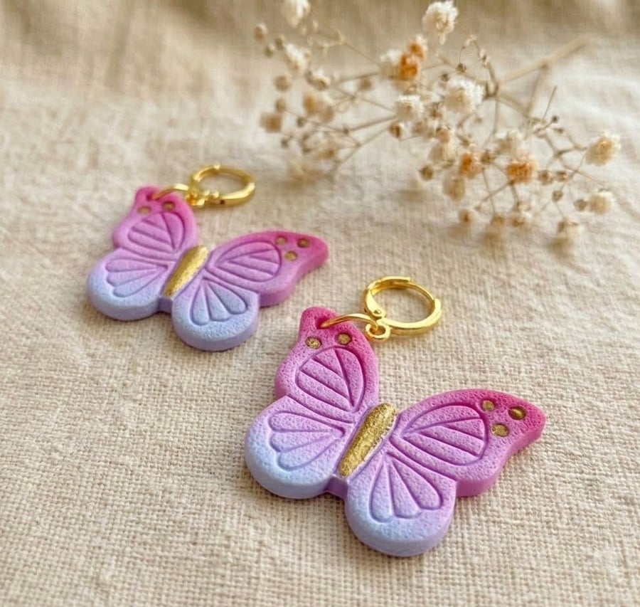 Statement Butterfly Charm Hoops, Dreamy Fairycore Jewellery