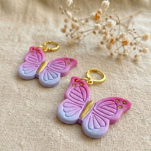 Statement Butterfly Charm Hoops, Dreamy Fairycore Jewellery