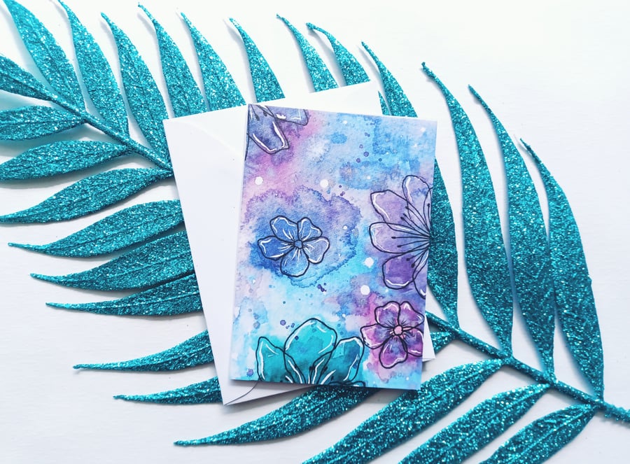 FLORAL MINI CARD pack, Thank you cards, 10 Pack. Watercolour flower note cards