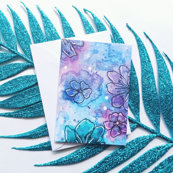 FLORAL MINI CARD pack, Thank you cards, 10 Pack. Watercolour flower note cards