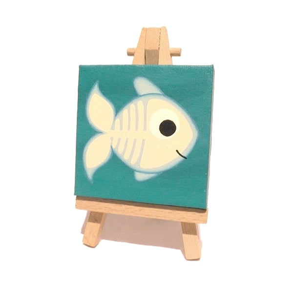 X-Ray Fish Miniature Painting with Easel