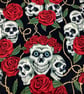 Skulls and roses fabric brush roll, Gothic pencil wrap, Tool wrap,  Handmade - Image 6