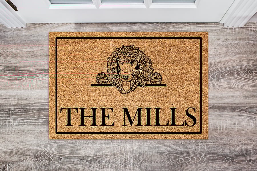Irish Water Spaniel Door Mat - Personalised Irish Water Spaniel Welcome Mat 
