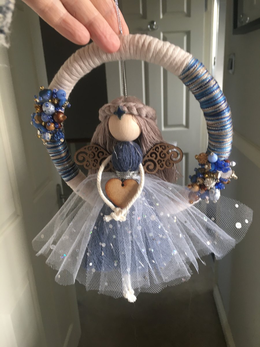 Beautiful beaded handmade macrame fairy wallhanging, nursery decor, baby gift