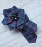 Pride of Scotland Purple & Navy Tartan Ribbon Ruffle Celtic Brooch Pin  - Image 2