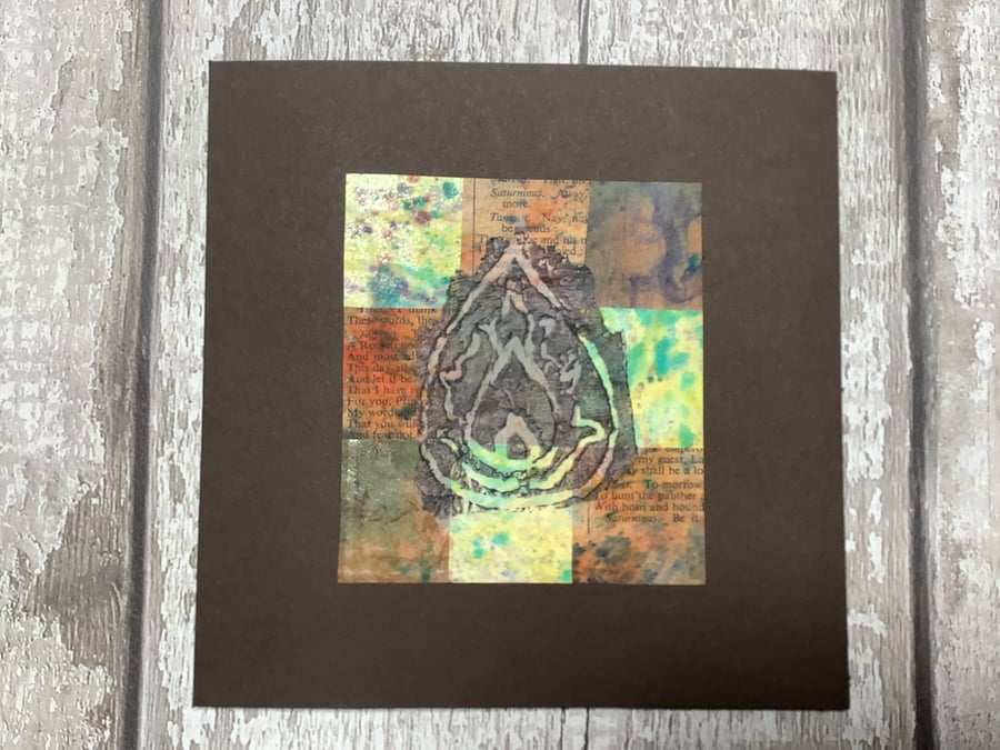 Handmade Collaged Printed Card Left Blank for you own Message