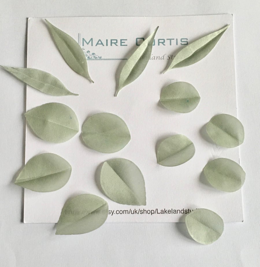 Hand Crafted Silk Pale Eucalyptus leaves