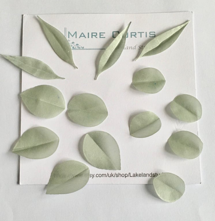 Hand Crafted Silk Pale Eucalyptus leaves