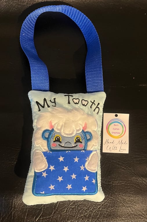 Embroidered Yeti Tooth fairy Pillow, 