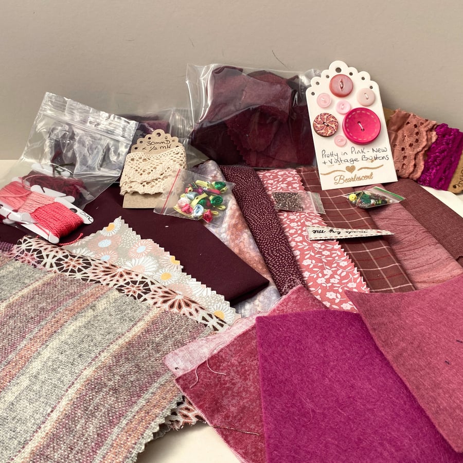 Textile Inspiration fabric pack, mindful slow stitched kit ref 02