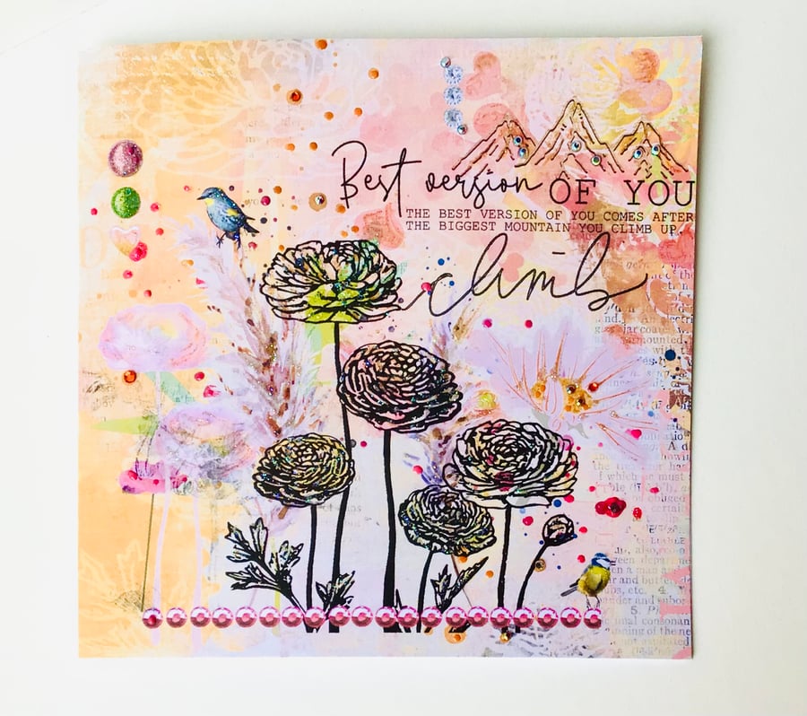 Greeting Card,Printed Collage Design,Handfinished,Inspirational,Personalised 