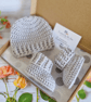 Crochet Baby Beanie and Booties Set in Silver 0-3 Months - Image 1