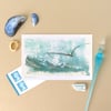 Gull and ocean surf blank notelet card