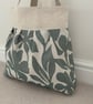 Beautiful Pleated Tote Bag, Patterned Fabric, Linen, Handbag, Day Bag - Image 1