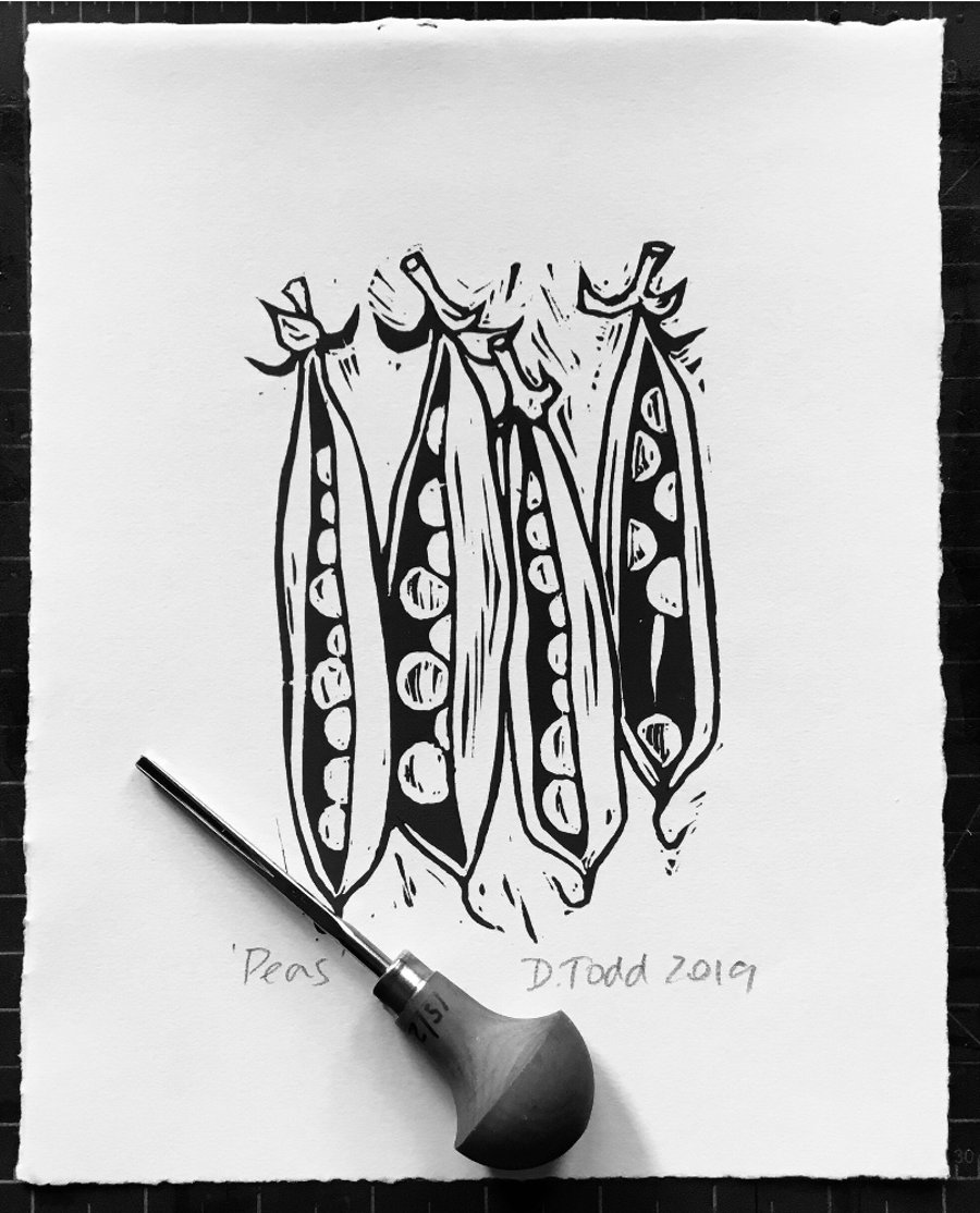 ‘Peas’' Lino Print