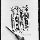 ‘Peas’' Lino Print