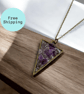 Amethyst Brass plated Triangle Worry Stone Necklace - Free Postage - Image 1