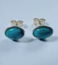 Sterling silver and Turquoise Oval Stud Earrings; December Birthstone - Image 3