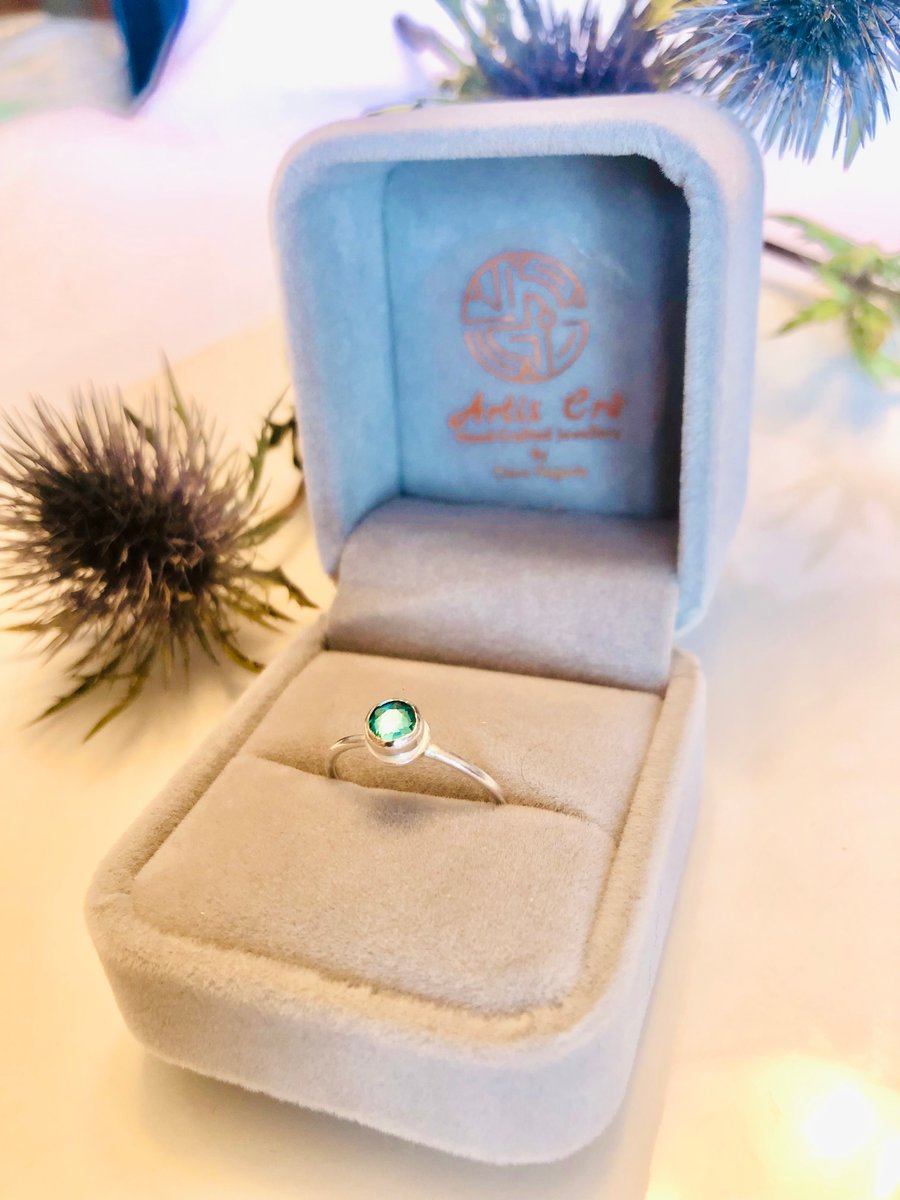 The Maggie Ring Turquoise Swarovski Crystal sterling silver uk Size L
