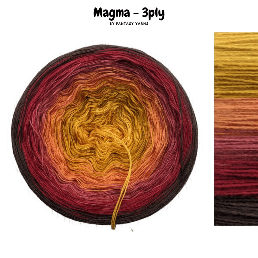 Magma - 3PLY - Gradient Cake Yarn, Ombre Yarn Cake, Colour Change