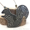 Ceramic grey squirrel decoration Pottery squirrel woodland creature