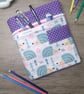A5 hedgehog fabric sketchbook or notebook cover with sketchbook  - Image 1