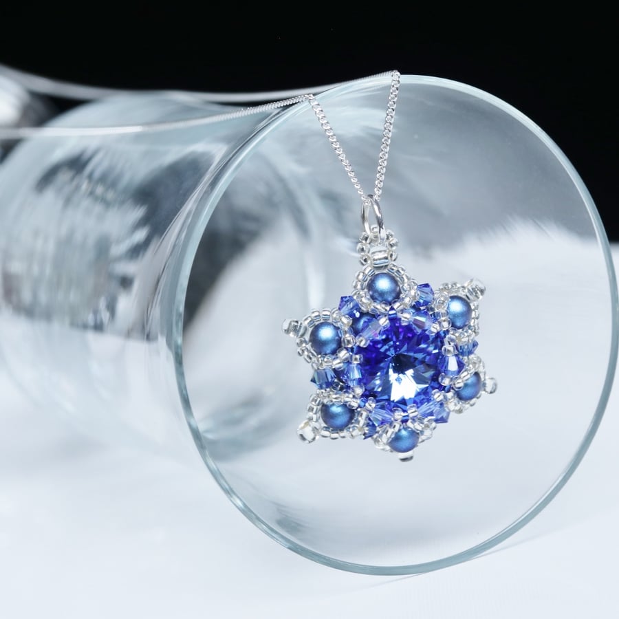 Crystal Rivoli Pendant in Deep Sapphire