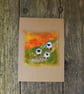 Sheep at Sunrise, Blank Greetings card,   Needlefelt wool card