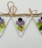 Pansy Flower Bunting: Garden Decoration Garland, fused glass bunting. - Image 3