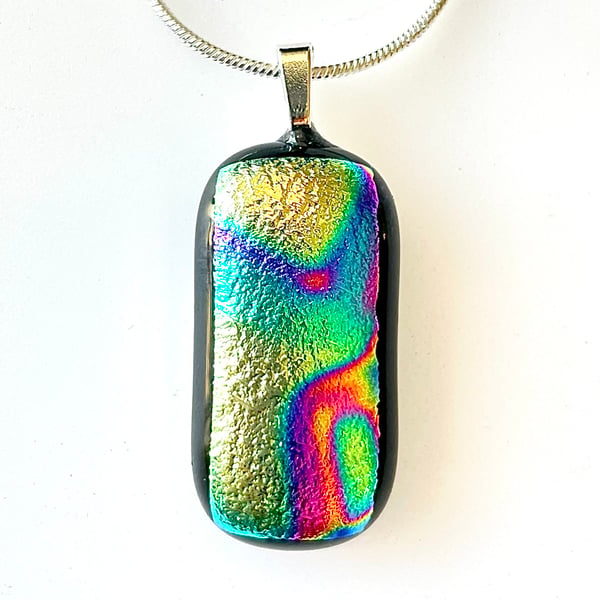 Thin Colour Bursts Dichroic Glass Pendant Necklace 