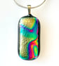 Thin Colour Bursts Dichroic Fused Glass Pendant Necklace  - Image 1
