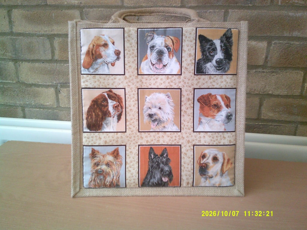 Dog Breeds Medium Jute Bag