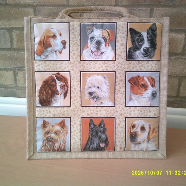 Dog Breeds Medium Jute Bag