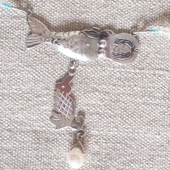 Mermaid Necklace with Charms, Pearls & Blue Topaz
