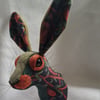 Faux hare head wall mount in William Morris fabric