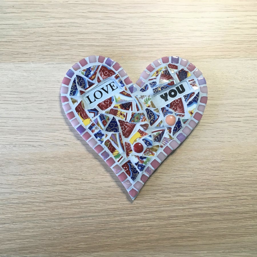 "Love You" Heart Mosaic
