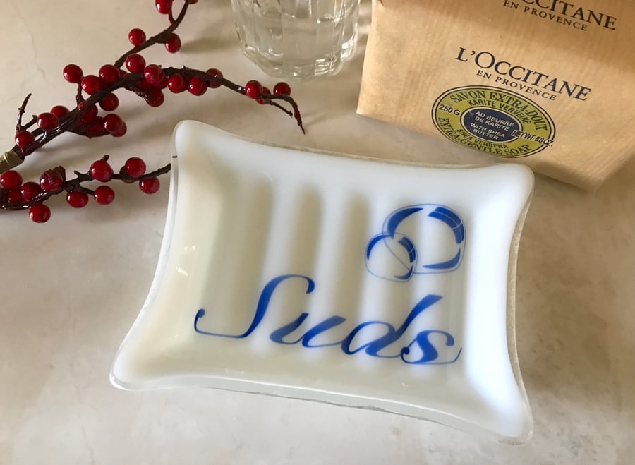 "Suds" Glass Soap Dish