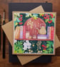 Hawthorn and books handmade blank card, keepsake from original artwork