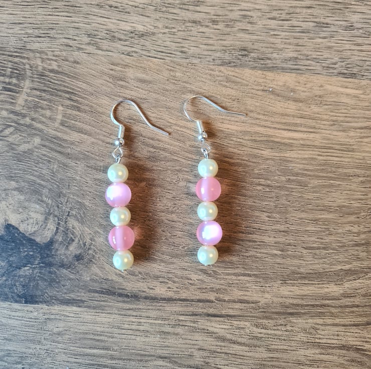 Boucles D'Oreilles Longues OTTVIANI - Perles De Verre Rose | Neuf Avec Étiquettes - Fabriqué En Italie
