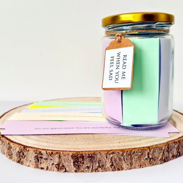 Read Me When You Feel Sad Jar, 50 Positive Affirmations and Quotes, Pick Me Up