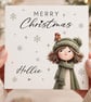 Personalised Christmas Card - Cute Girl & Robin - Merry Christmas Card - Image 3