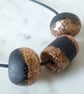BLACK AND GOLD GLITTER POLYMER CLAY NECKLACE  - FREE UK POSTAGE - Image 1