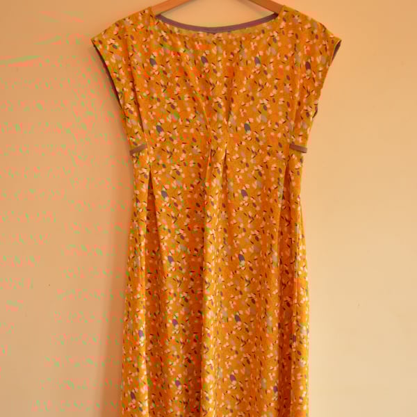 SALE  Floral tea dress in mustard size 12